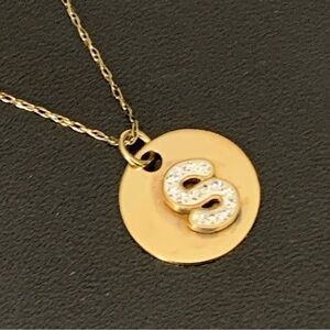 MOM JORDAN Vermeil is 14k gold over 925 sterling silver Letter *S* Crystal penda